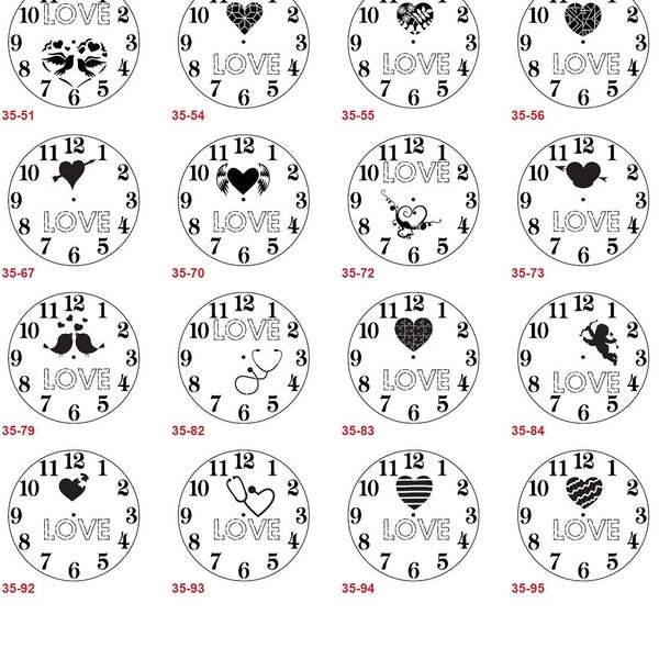 66 Svg Dxf Heart Love Valentine Day Circle Round Wall Clock Face Bundle File for Cricut Silhouette Laser Metal Wood Cut Engrave Pack-35