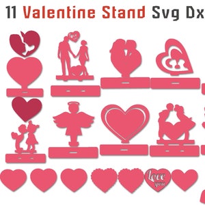 11 Svg Dxf Valentine Love Stand Bundle Laser Wood Metal Plasma Paper Cut Wedding Ring Stand Laser Engrave File