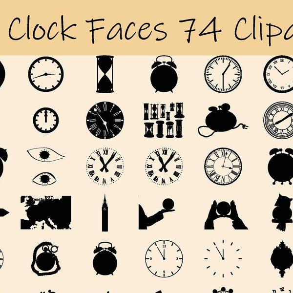 74 Circle Round Wall Clock Face Bundle SVG PNG Clipart File for Cricut Silhouette Lightburn Laser Metal Wood Cut Engrave