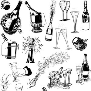 20 SVG DXF Champagne Bundle for Lightburn Laser Engrave