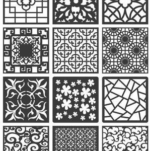 Square Patterns 230 SVG DXF Decorative Wall Decor Coaster Tile Lightburn Art Library Files (Lbart) for Cricut Silhouette Laser Cut Engrave