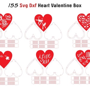 Valentine Heart Box Laser Cut Files: 155 SVG DXF Bundle (Digital Download)
