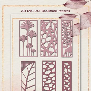 294 Svg Dxf Tree Bookmark Bundle for Cricut Silhouette Laser Cut Engrave, Valentine Day Gift Deer Tree Flower Patterns