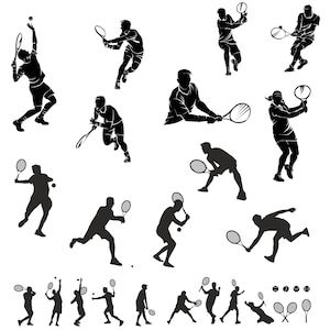 22 SVG DXF Tennis Sport Player Bundle für Lightburn Lasergravur