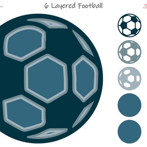 3d Football Soccer Ball Layered Multilayer 6SVG Png For Laser Engrave Cricut Paper Cut