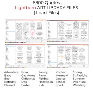 5800 citaten Lightburn Art Library (.Lbart)-bestanden voor lasergravure Baby Bee verjaardag gezegend boek kat moeders kinderkeuken Valentijn bruiloft