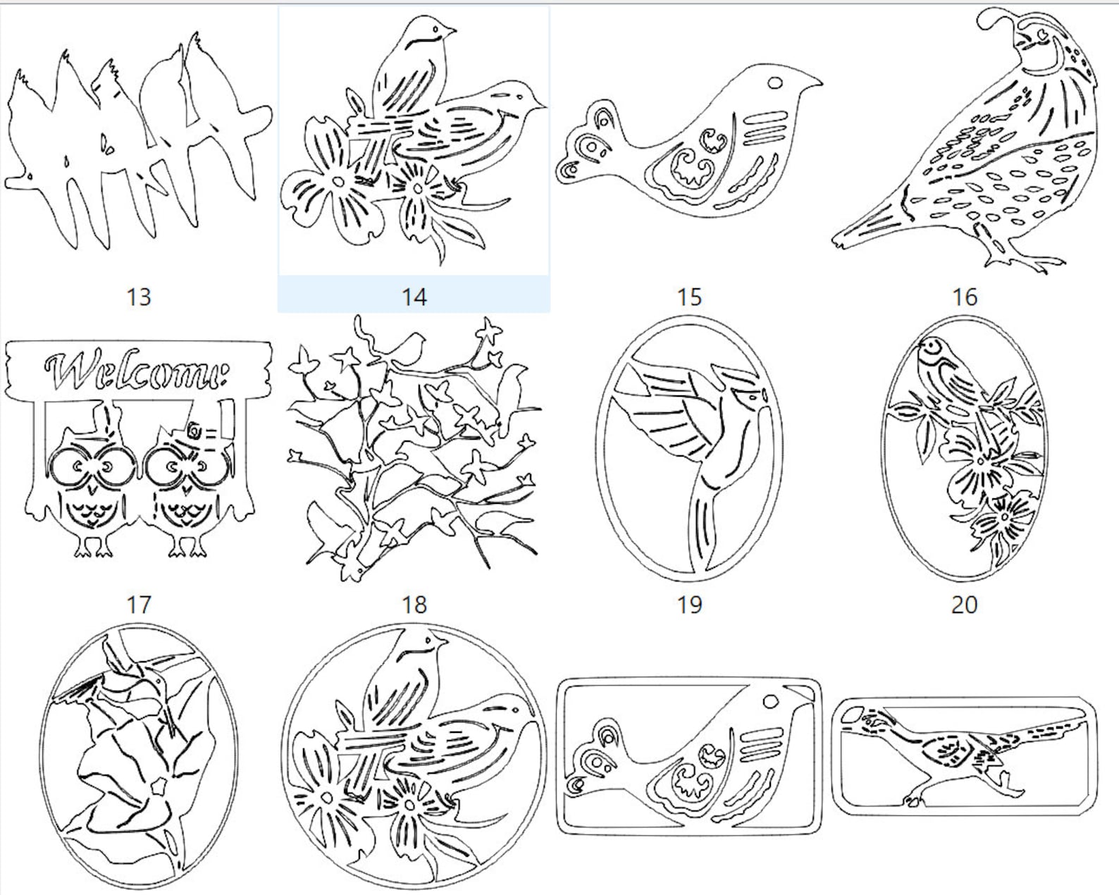 126 Birds Wall Decor Lightburn Art Library Lbart Files for Etsy