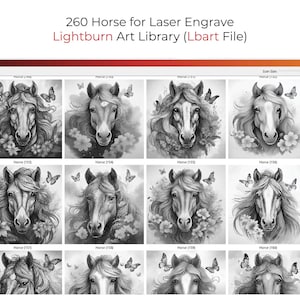 260 Horse Lightburn Art Library (.Lbart)-bestand voor lasergravure