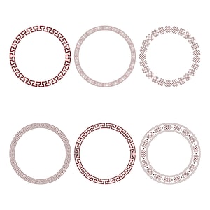54 SVG Dxf Griekse ronde patroon ornament bundel laser graveren silhouet