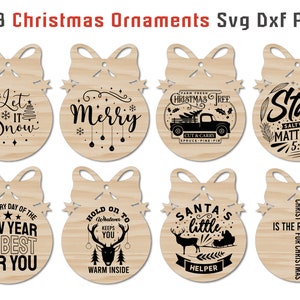 433 Weihnachten Ornament Bundle SVG DXF Png Datei Holz Laser Schnitt Neujahr Weihnachtsmann Hirsch Baum