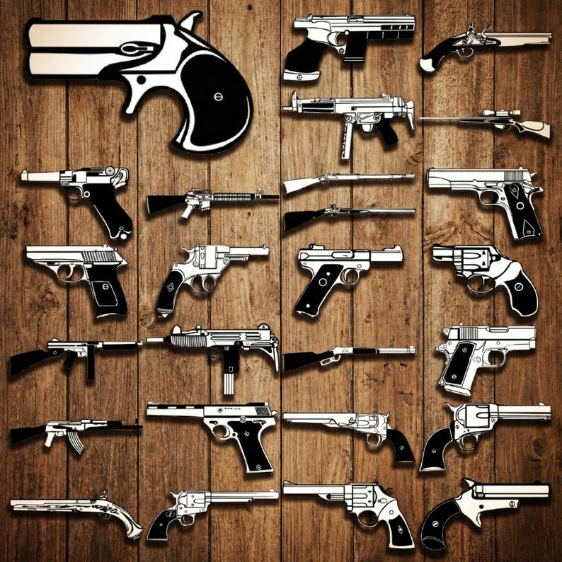 300 SVG DXF Weapon Gun Rifle Knife Silhouette Bundle for Lightburn ...