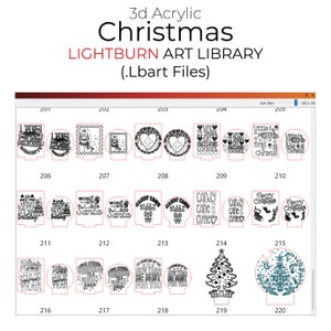 Fichiers de Noël acrylique Lightburn Art Library (.Lbart) pour gravure laser découpée 3D Illusion plexi découpé