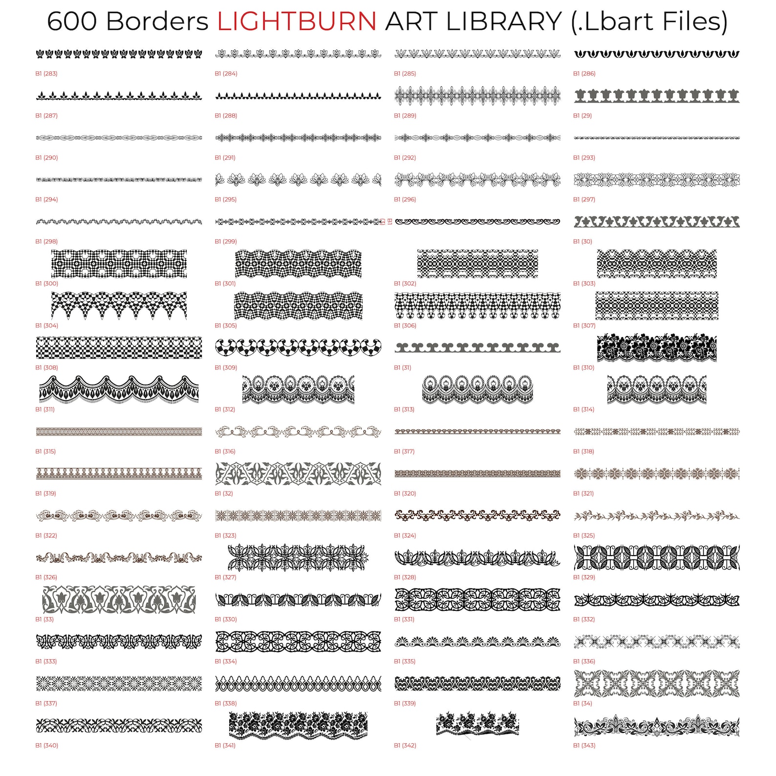 Castom Border 600 SVG Borders Lightburn Art Library LBART Files for Laser Engrave ...