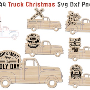 144 Christmas Faith Quote Truck Bundle DXF SVG File for Laser Cut Engrave Library, Wood Laser Cut Ornament Projects
