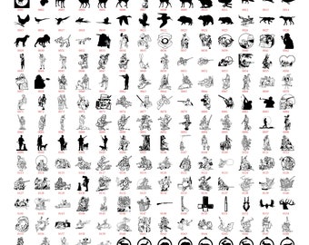 182 SVG DXF Hunting Bundle for Laser Engrave with Index, Hunting Cartoon & Wildlife Designs for CNC Cricut Silhouette Digital Download