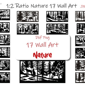 Natura 1: 2 Rapporto Wall Decor Dxf PNG Wall Art Orso Cub Alce Feeding Eagle Squirrel Fish Ducks River Landing Metal Wood Laser Cut