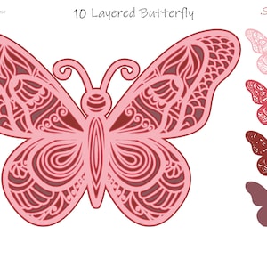 10 SVG PNG Schmetterling Layered Multilayer für Laser Gravur Cricut Papierschnitt