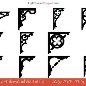104 SVG Png Pdf Dxf Padrão de Prateleira de Canto Molduras de Borda Pacote Corte a Laser Gravar Silhueta Cricut Vinil, Cartão de Casamento Arte Vintage Flor