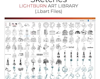 7000 Sketches LightBurn Art Library LBART Files for Laser Engrave Cut, CNC Laser Design Collection Digital Download