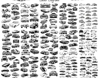 300 SVG Dxf Retro Classic Cars Bundle for Lightburn Laser Engrave