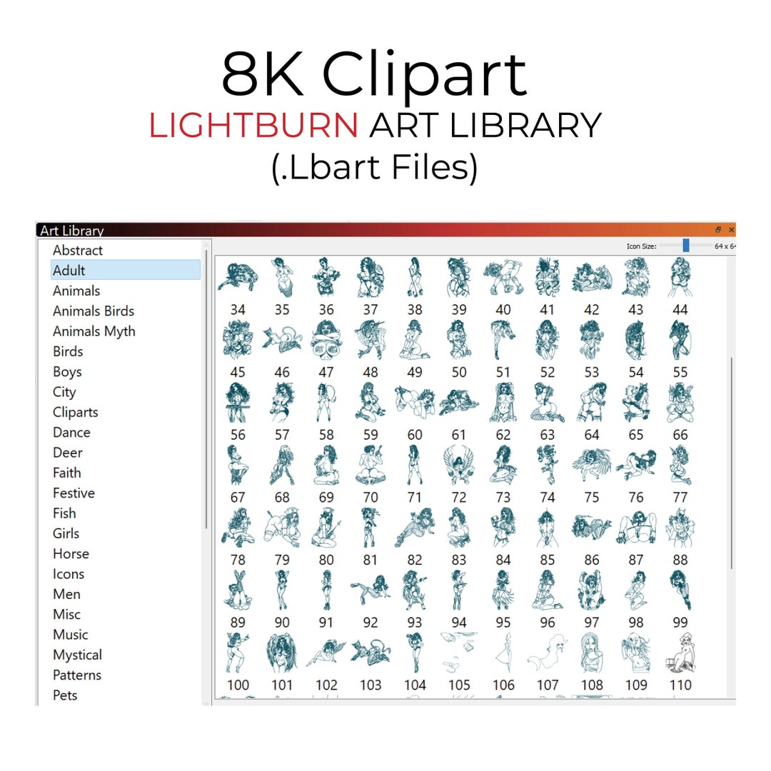 8K Lightburn Clipart Art Library LBART Vector Files for Laser Engrave ...