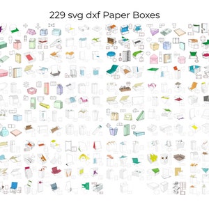 229 plantillas de cajas de embalaje SVG DXF para Cricut Silhouette, papel, cartón, corte láser, manualidades, envíos, botellas de vino, regalos, bodas, cajas de dulces