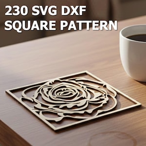 230 Quadrat Muster SVG DXF Bundle | Laser geschnittene Wanddekor-Panels, Ornamente, Untersetzer | Holz Mdf Acryl Papierschnitt für LightBurn & Glowforge