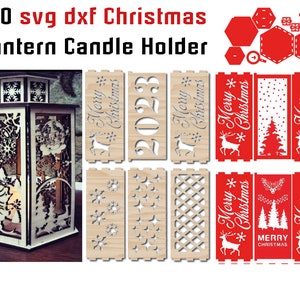 130 Weihnachten Laterne Kerzenhalter Teelicht Bundle DXF SVG-Datei für Laser Cut Gravur Bibliothek, Holz Laserschnitt Projekte