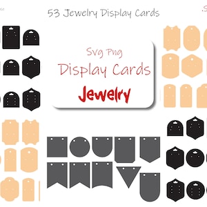 Brinco Pacote de cartões de exibição de joias 53 SVG PNG Papel artesanal Couro Corte a laser Cartões de joias para Cricut