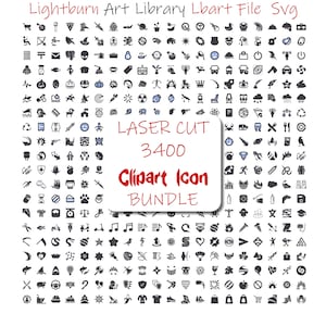 3400 SVG vector clipart iconen Lightburn Art Library voor lasergesneden graveren Cricut Cut