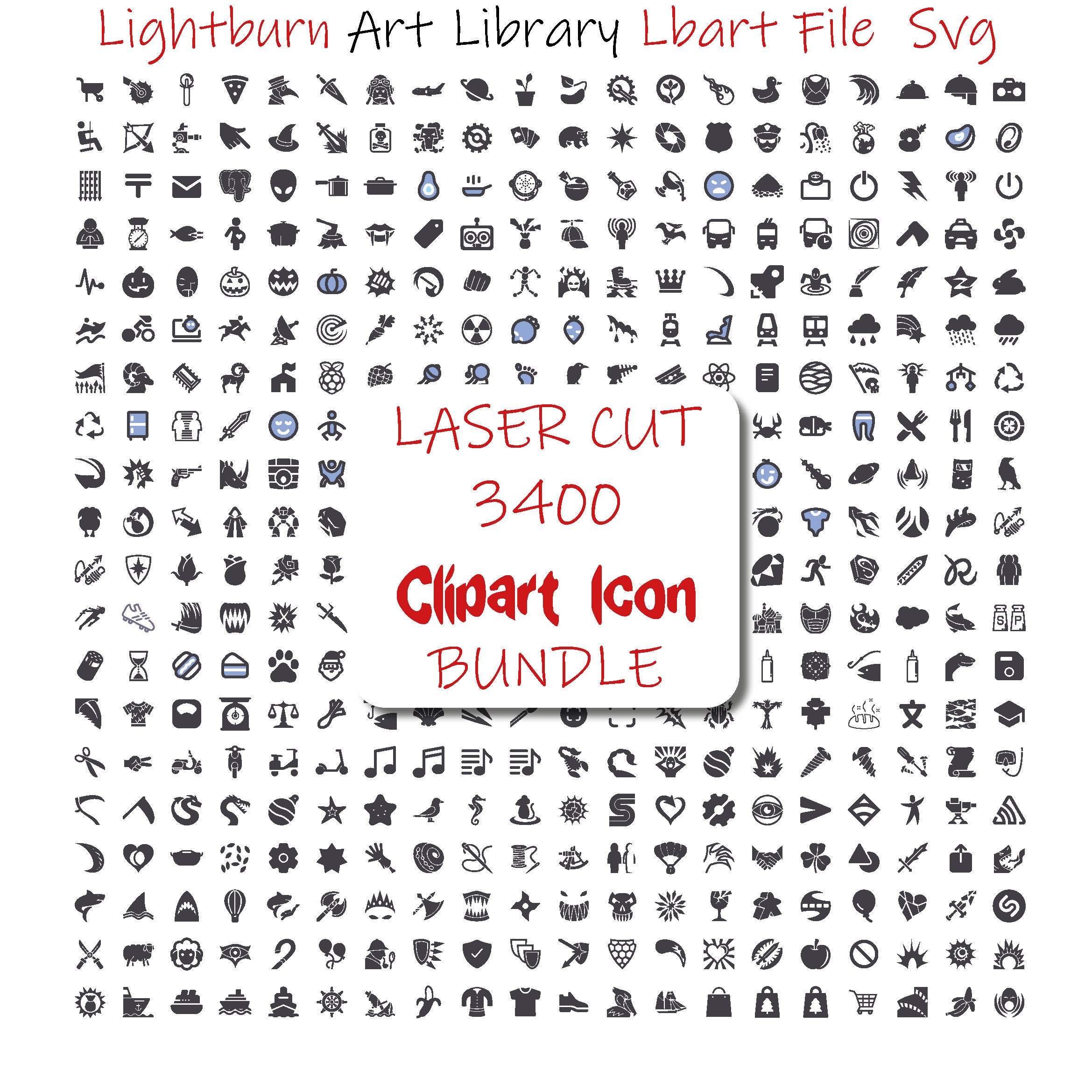 3400 SVG Vectoral Clipart Icons Lightburn Art Library for Etsy Hong Kong