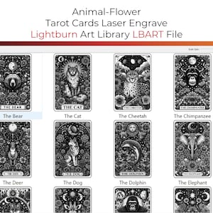 Tier Blume Tarot Karten Clipart Designs Lightburn Art Bibliothek (.Lbart) Dateien für die Lasergravur