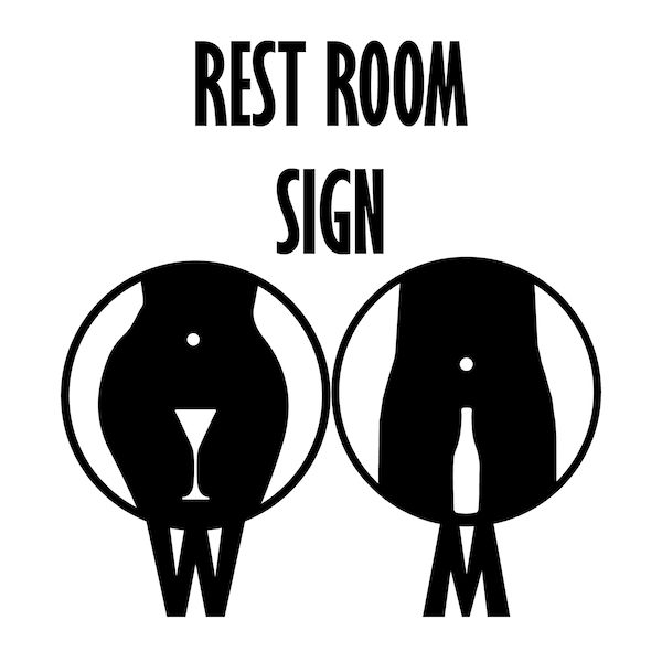 1 SVG DXF Rest Room Toilet Man Woman Wine Bottle Glass Sign pour Lightburn Laser Graver Métal Bois Acrylique Cut File Door Wall Sign