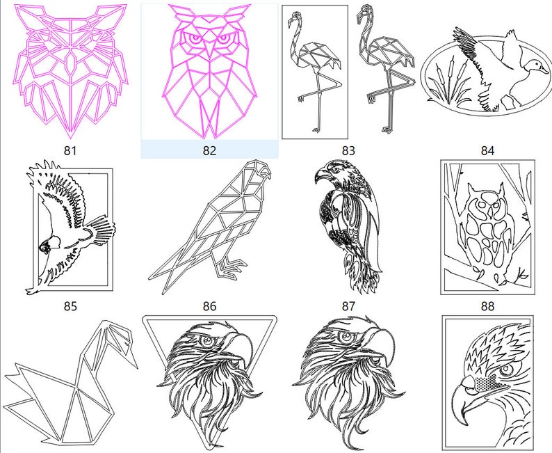 Birds Wall Decor 119 Lightburn Art Library Lbart Files for Etsy Canada