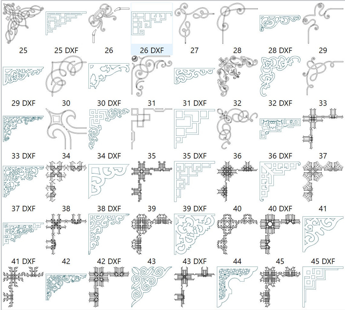 Lightburn Art Library 324 Graphics of Corner Patterns Laser Etsy Sweden