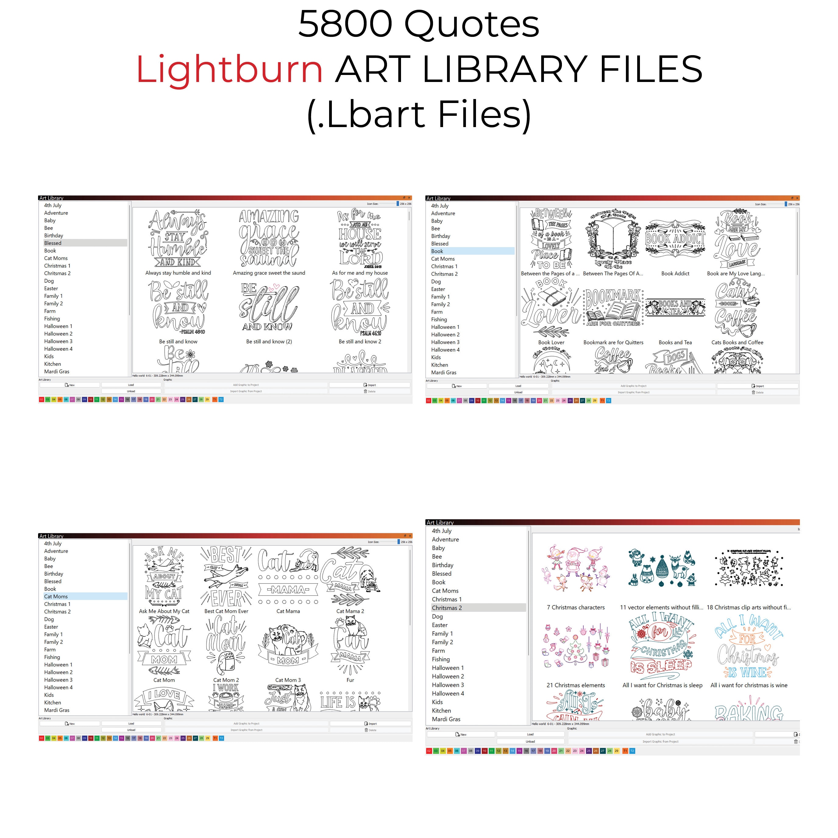 5800 Quotes Lightburn Art Library LBART Files for Laser Engrave ...