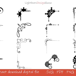 104 SVG Png Pdf Dxf Corner Pattern Border Frames Bundle Laser - Etsy ...