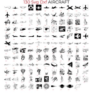 130 Svg Dxf Aircraft Bundle for Laser Engrave with Index