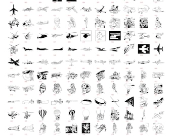 Paquete de 130 aviones SVG DXF para grabar con láser con índice