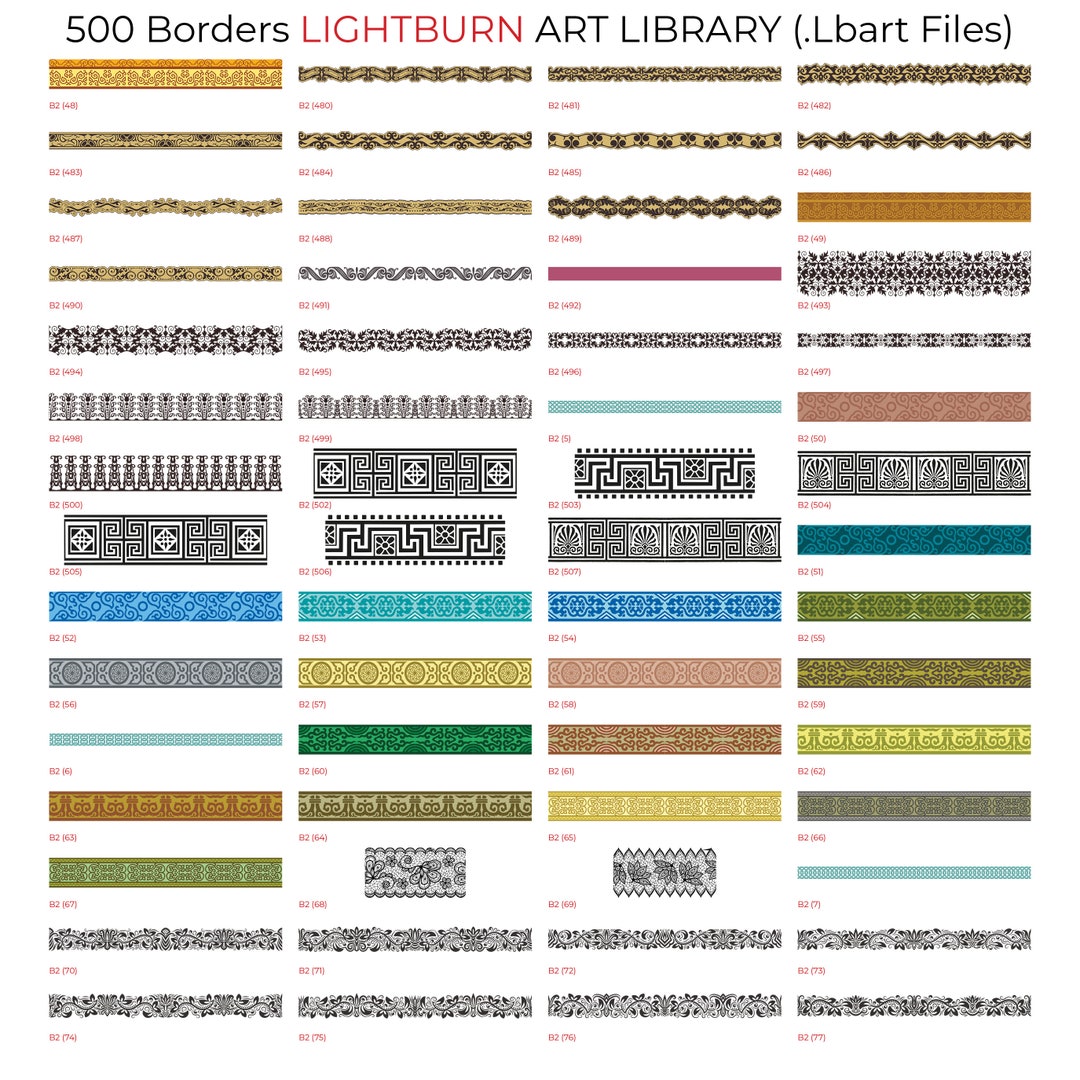 500 SVG Floral Borders Lightburn Art Library (.lbart) Files for Laser ...