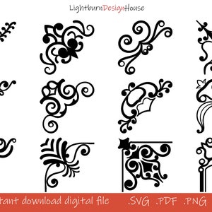 104 SVG Png Pdf Dxf Corner Shelf Pattern Border Frames Bundle Laser Cut ...