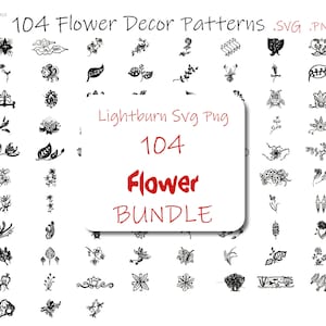 104 Svg Png bloem bundel decor bruiloft uitnodigingskaart bloemmotieven voor Cricut silhouet lasergesneden graveren, Lightburn Lbart-bestand