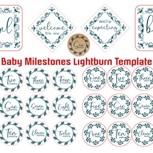 Ensemble de 95 cadres pour bébé, bibliothèque d'art Lightburn, fichiers Lbart pour gravure laser, modèle pour âges de bébé en bois découpé dans du papier Cricut