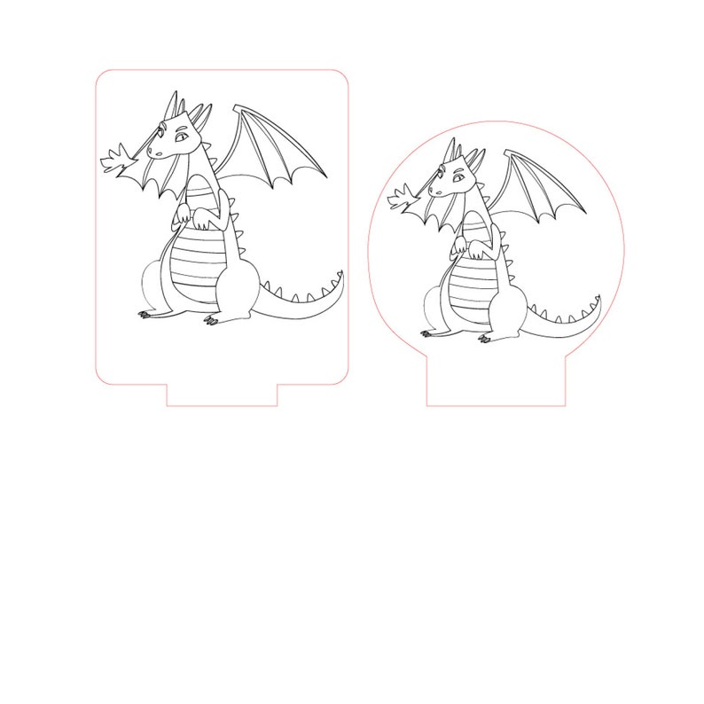 May include: A black and white line drawing of a cartoon dragon with wings, holding a leaf in its mouth. The dragon is standing on its hind legs and has a long tail.