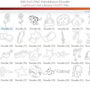 500 Svg Png Doodle Lightburn Art Library (.Lbart) Files for Laser Engrave