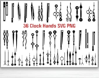 36 SVG DXF Movable hour and minute hand Pointer for Wall Clockwise Face Bundle File for Cricut Silhouette Laser Metal Wood Cut Engrave
