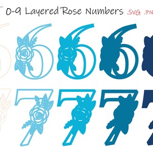 3d Rose Numbers Layered Floral Alphabet Multilayer 0-9 SVG Png ...