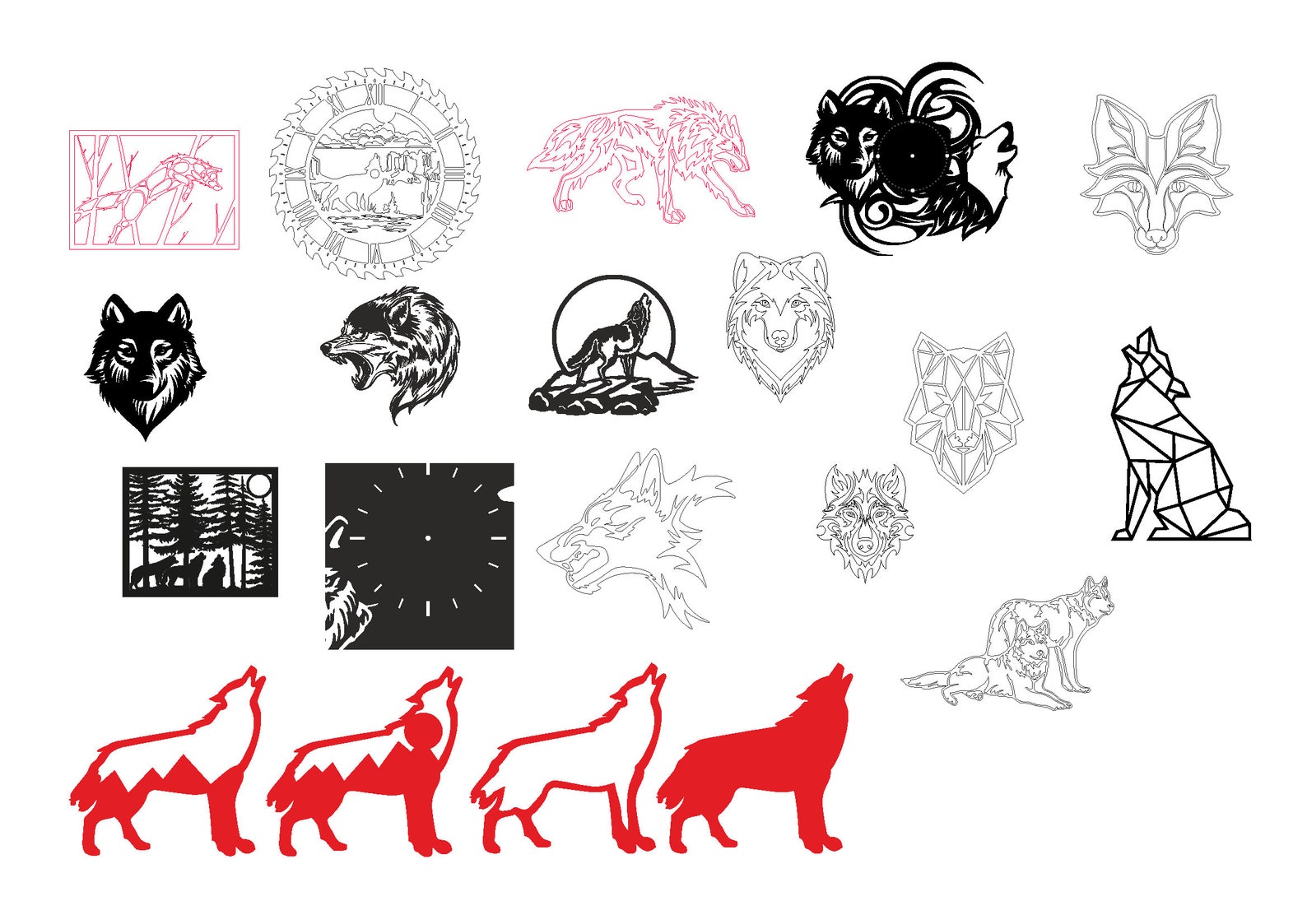 60 Wolf Wall Decor Svgs Pngs Lightburn Art Library File for Etsy