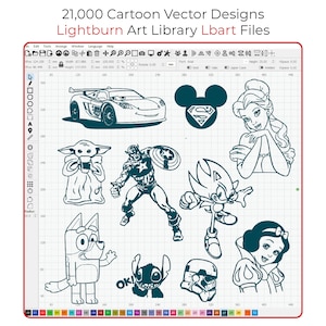 21 000 diseños de dibujos animados de Lightburn Art Library (archivos .Lbart) para grabado láser