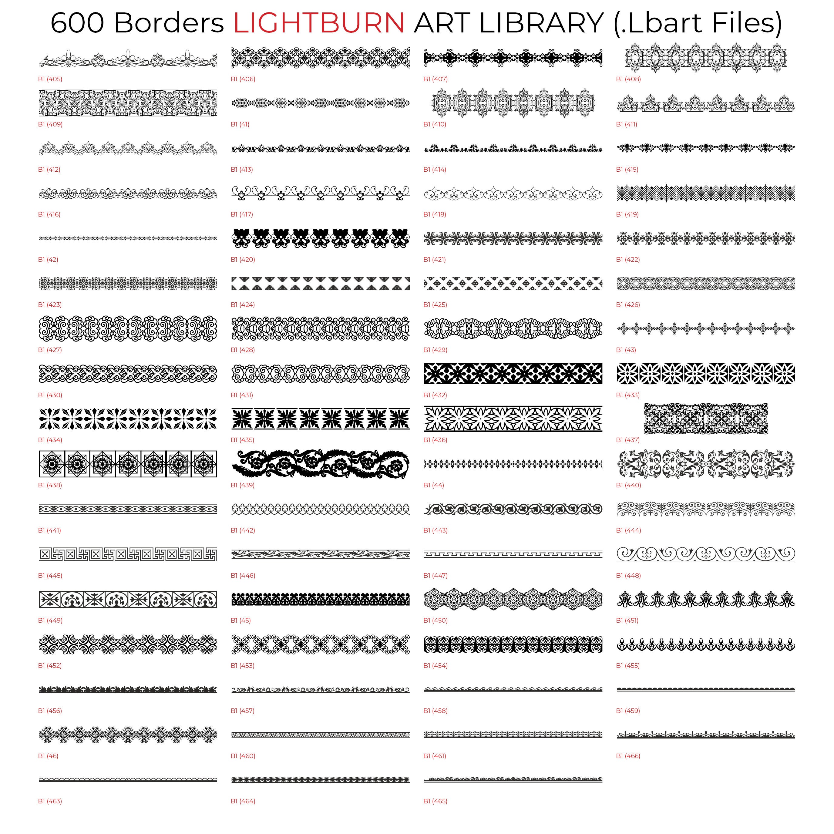 Line Laser Border 600 SVG Borders Lightburn Art Library LBART Files for Laser Engrave ...